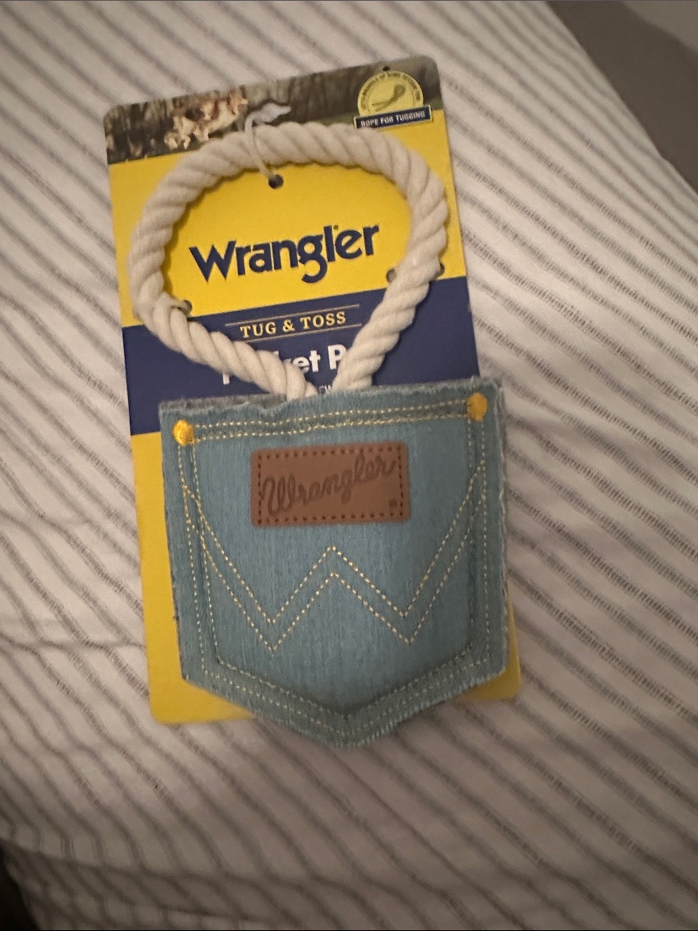 Wrangler Light Blue Denim Pocket Tug Toy with White Rope BNWT